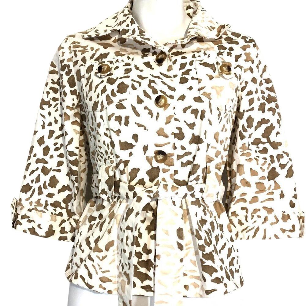 SUSAN BRISTOL Animal Print Belted Jacket Blazer 8